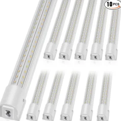 VEVOR 10 Pack LED Shop Light, 8 FT, 80W Linkable Shop Light Fixture, 10000 LM Ceiling Lights 59 in Power Cords with ON/OFF Switch 48 in Connector Cables, for Garage Warehouse Home Workkshop and Office