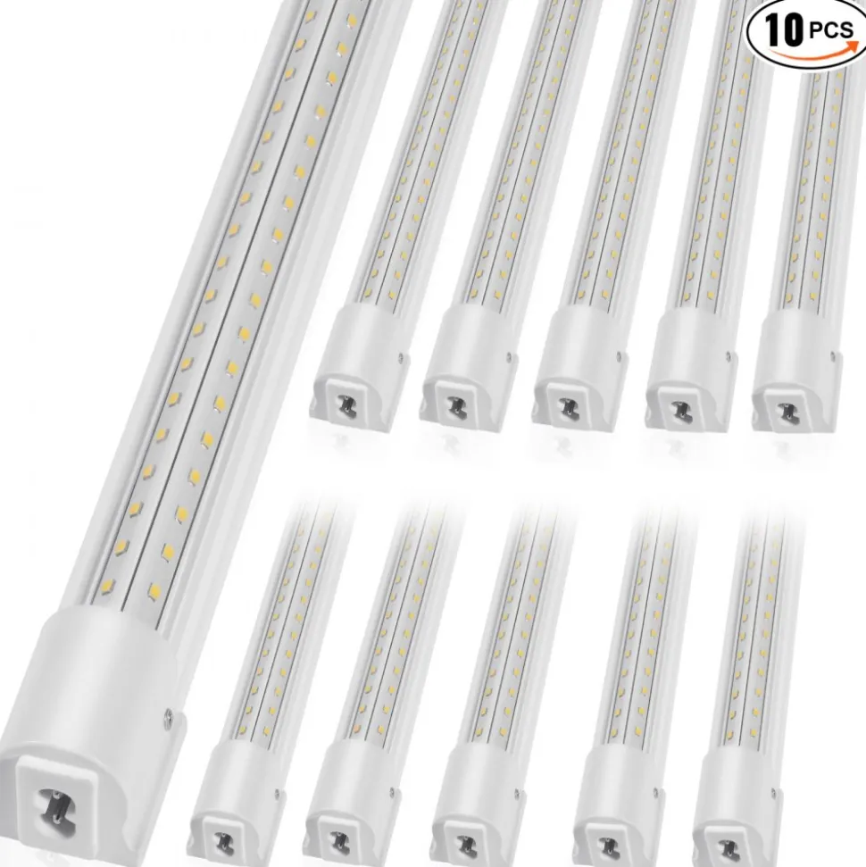 VEVOR 10 Pack LED Shop Light, 8 FT, 80W Linkable Shop Light Fixture, 10000 LM Ceiling Lights 59 in Power Cords with ON/OFF Switch 48 in Connector Cables, for Garage Warehouse Home Workkshop and Office