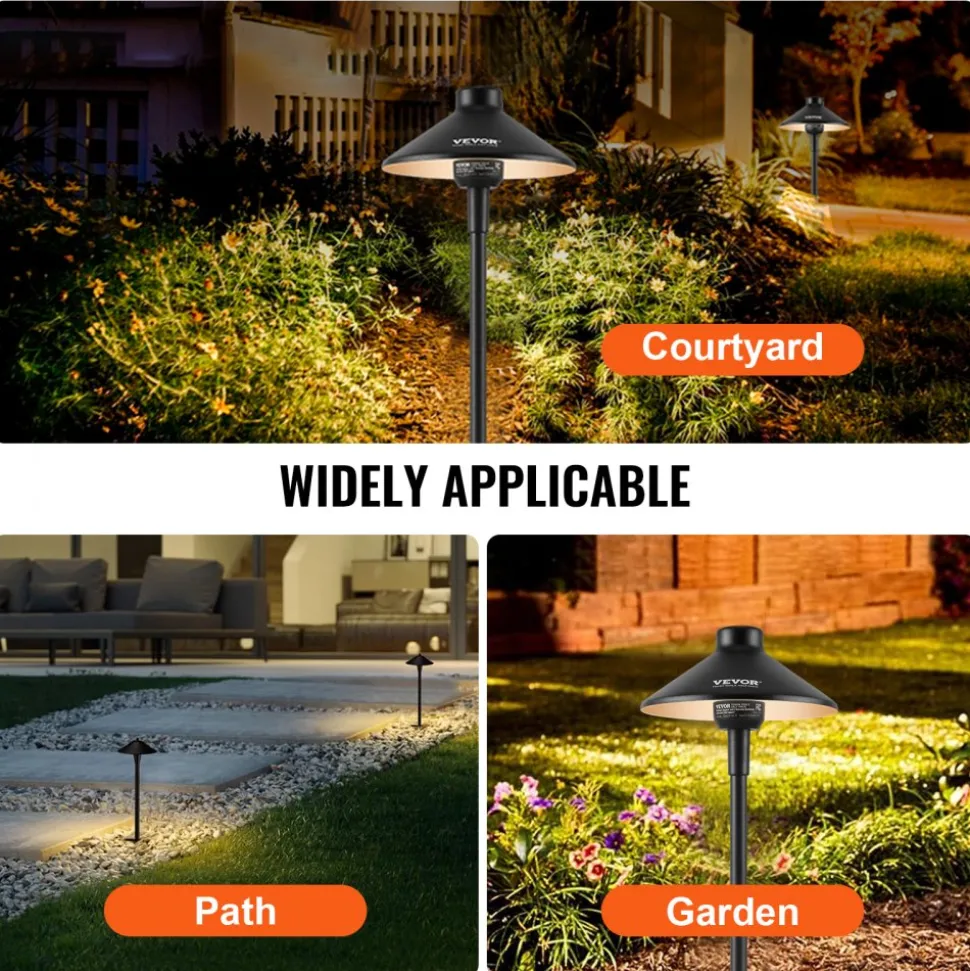 VEVOR 12 Pack Low Voltage Landscape Path Lights, 3W 210LM 12V-24VAC/DC Outdoor LED Pathway Lighting, 3000K Warm White Walkway Lights with Quick Connectors, IP66 Waterproof for Yard Garden Sidewalk