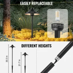 VEVOR 12 Pack Low Voltage Landscape Path Lights, 3W 210LM 12V-24VAC/DC Outdoor LED Pathway Lighting, 3000K Warm White Walkway Lights with Quick Connectors, IP66 Waterproof for Yard Garden Sidewalk