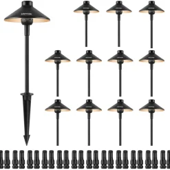 VEVOR 12 Pack Low Voltage Landscape Path Lights, 3W 210LM 12V-24VAC/DC Outdoor LED Pathway Lighting, 3000K Warm White Walkway Lights with Quick Connectors, IP66 Waterproof for Yard Garden Sidewalk