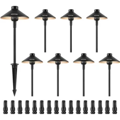 VEVOR 8 Pack Low Voltage Landscape Path Lights, 3W 210LM 12V-24VAC/DC Outdoor LED Pathway Lighting, 3000K Warm White Walkway Lights with Quick Connectors, IP66 Waterproof for Yard Garden Sidewalk