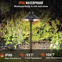 VEVOR 8 Pack Low Voltage Landscape Path Lights, 3W 210LM 12V-24VAC/DC Outdoor LED Pathway Lighting, 3000K Warm White Walkway Lights with Quick Connectors, IP66 Waterproof for Yard Garden Sidewalk