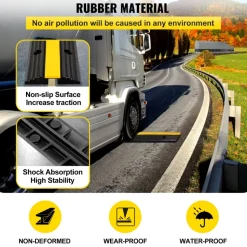 VEVOR 4 Pack of 1-Channel Rubber Cable Protector Ramps Heavy Duty 22046Lbs Load Capacity Cable Wire Cord Cover Ramp Speed Bump Driveway Hose Cable Ramp Protective Cover