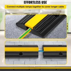 VEVOR 4 Pack of 1-Channel Rubber Cable Protector Ramps Heavy Duty 22046Lbs Load Capacity Cable Wire Cord Cover Ramp Speed Bump Driveway Hose Cable Ramp Protective Cover