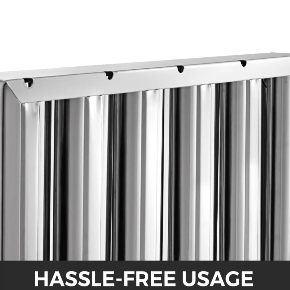 VEVOR Pack of 6 Hood Filters 19.5W x 15.5H Inch, 430 Stainless Steel 5 Grooves Commercial Hood Filters, Range Hood Filter for Grease Rated Commercial Kitchen Exhaust Hoods
