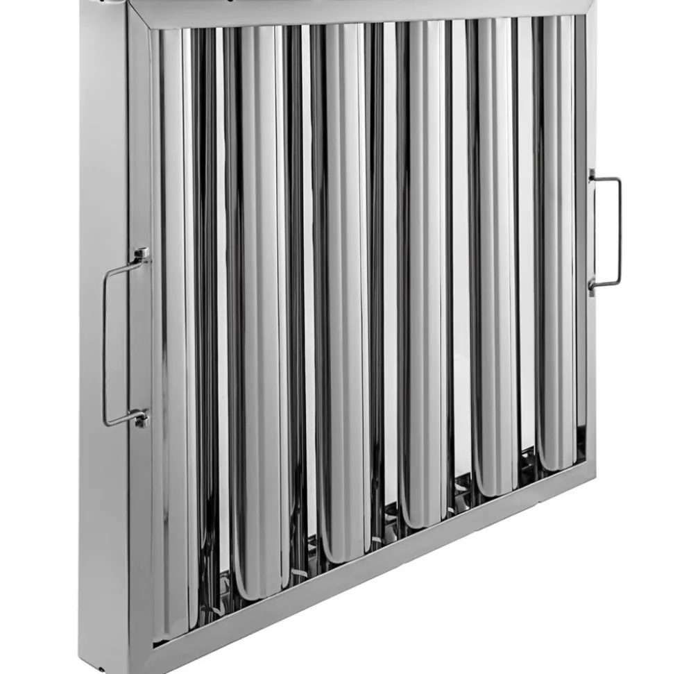 VEVOR Pack of 6 Hood Filters 19.5W x 15.5H Inch, 430 Stainless Steel 5 Grooves Commercial Hood Filters, Range Hood Filter for Grease Rated Commercial Kitchen Exhaust Hoods
