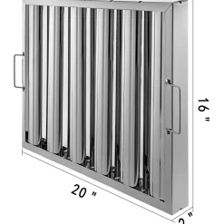 VEVOR Pack of 6 Hood Filters 19.5W x 15.5H Inch, 430 Stainless Steel 5 Grooves Commercial Hood Filters, Range Hood Filter for Grease Rated Commercial Kitchen Exhaust Hoods