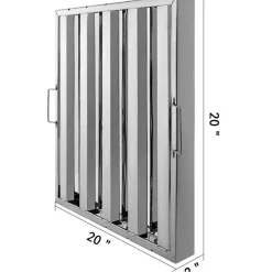 VEVOR Pack of 6 Hood Filters 19.5W x 19.5H Inch, 430 Stainless Steel 4 Grooves Commercial Hood Filters, Range Hood Filter for Grease Rated Commercial Kitchen Exhaust Hoods