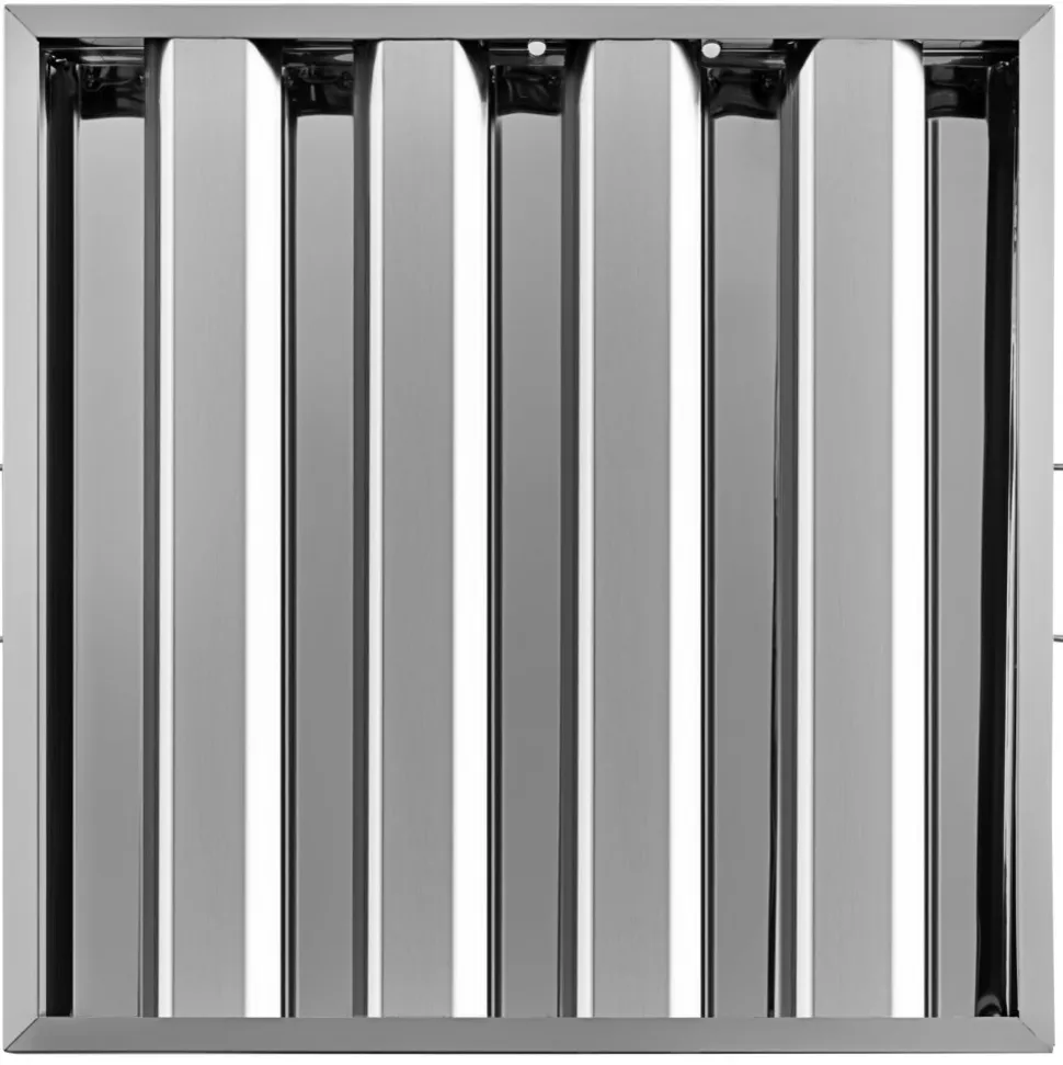 VEVOR Pack of 6 Hood Filters 19.5W x 19.5H Inch, 430 Stainless Steel 4 Grooves Commercial Hood Filters, Range Hood Filter for Grease Rated Commercial Kitchen Exhaust Hoods