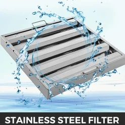 VEVOR Pack of 6 Hood Filters 19.5W x 19.5H Inch, 430 Stainless Steel 4 Grooves Commercial Hood Filters, Range Hood Filter for Grease Rated Commercial Kitchen Exhaust Hoods