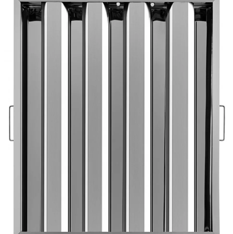 VEVOR Pack of 6 Hood Filters 19.5W x 24.5H Inch, 430 Stainless Steel 4 Grooves Commercial Hood Filters, Range Hood Filter for Grease Rated Commercial Kitchen Exhaust Hoods