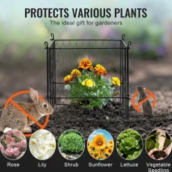 VEVOR 4 Pack Plant Protector from Animals, 13.4'' x 13.4'' Chicken Wire Plant Protector, Plant Cages for Outdoor Plants, Flowers & Vegetables, Keeps Bunny Chicken Squirrels Out, 16pcs Metal Mesh