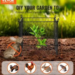 VEVOR 4 Pack Plant Protector from Animals, 13.4'' x 13.4'' Chicken Wire Plant Protector, Plant Cages for Outdoor Plants, Flowers & Vegetables, Keeps Bunny Chicken Squirrels Out, 16pcs Metal Mesh