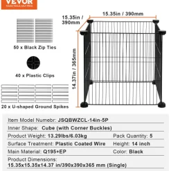 VEVOR 5 Pack Plant Protector from Animals, 15.35'' x 15.35'' Chicken Wire Plant Protector, Plant Cages for Outdoor Plants, Flowers & Vegetables, Keeps Bunny Chicken Squirrels Out, 20pcs Metal Mesh