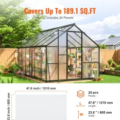 VEVOR 14 Pack Polycarbonate Greenhouse Panels, 2' X 4' X 0.16'' Roof Panels Sheets, Waterproof UV Protected Corrugated Plastic Roofing, Impact Resistance Clear Roofing Sheets for Greenhouse/Garden