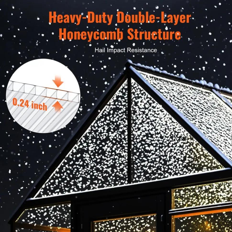 VEVOR 15 Pack Polycarbonate Greenhouse Panels, 2' X 4' X 0.24'' Roof Panels Sheets, Waterproof UV Protected Corrugated Plastic Roofing, Impact Resistance Clear Roofing Sheets for Greenhouse/Garden
