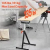 VEVOR 2-Pack Roller Stands, 135 lb Load Capacity, 26.8-42.5'' Adjustable Height, Folding Heavy Duty Design with 11.5 in Polished Steel Roller Head, for Table Saw Outfeed Woodworking Extension Support