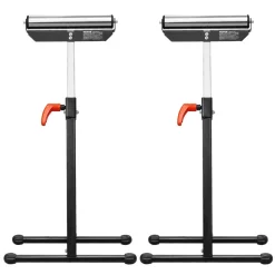 VEVOR 2-Pack Roller Stands, 135 lb Load Capacity, 26.8-42.5'' Adjustable Height, Folding Heavy Duty Design with 11.5 in Polished Steel Roller Head, for Table Saw Outfeed Woodworking Extension Support