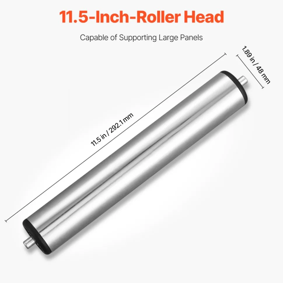 VEVOR 2-Pack Roller Stands, 135 lb Load Capacity, 26.8-42.5'' Adjustable Height, Folding Heavy Duty Design with 11.5 in Polished Steel Roller Head, for Table Saw Outfeed Woodworking Extension Support
