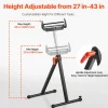 VEVOR 2-Pack Roller Stands, 250 lbs Load Capacity, 27-43 in Adjustable Height, Folding Heavy Duty with Polished Steel Roller Head & Edge Guides, for Table Saw Outfeed Woodworking Extension Support