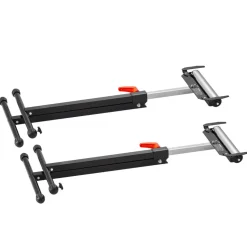 VEVOR 2-Pack Roller Stands, 250 lbs Load Capacity, 27-43 in Adjustable Height, Folding Heavy Duty with Polished Steel Roller Head & Edge Guides, for Table Saw Outfeed Woodworking Extension Support