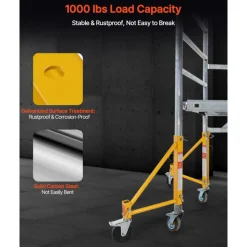 VEVOR 4-Pack Scaffold Outriggers, 1000 lbs Total Load Capacity Baker-Style Scaffolding Accessory with Swivel Casters, Carbon Steel Scaffold Wheel System with Rust Proof Galvanized Surface, Yellow