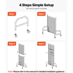 VEVOR 2 Packs Grid Wall Panels, 1.9 x 5.4 ft Wire Grid Panels Display Rack, Movable Art Display Shelf with Wheels and 20 Hooks, Black Carbon Steel Gridwall for Craft Show, Decor, Storage, Notice Board
