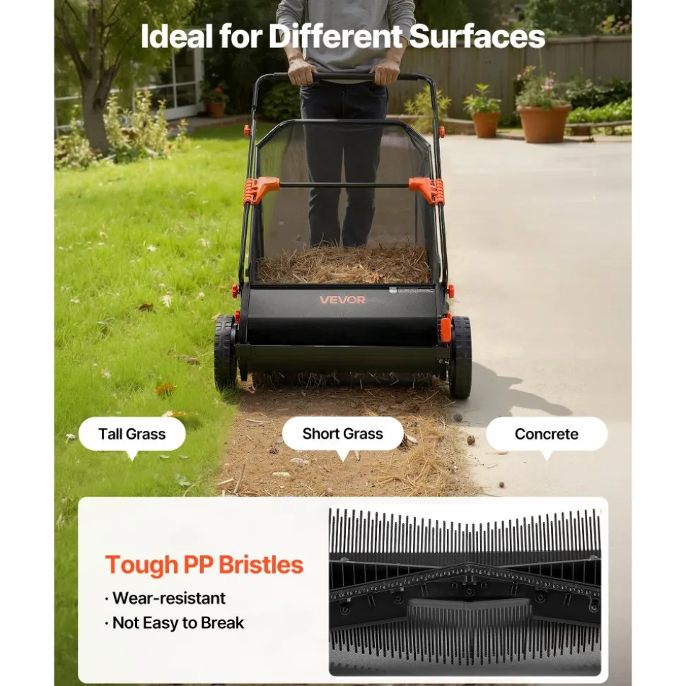 VEVOR 3 Packs Lawn Sweeper Brush Replacement, Compatible with VEVOR 26 in Lawn & Leaf Collector Sweepers, Yard Sweeper Brush Paddle with Durable V-Shaped Bristles for Easy Grass Leaf Cleanup