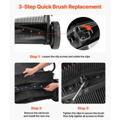 VEVOR 3 Packs Lawn Sweeper Brush Replacement, Compatible with VEVOR 26 in Lawn & Leaf Collector Sweepers, Yard Sweeper Brush Paddle with Durable V-Shaped Bristles for Easy Grass Leaf Cleanup