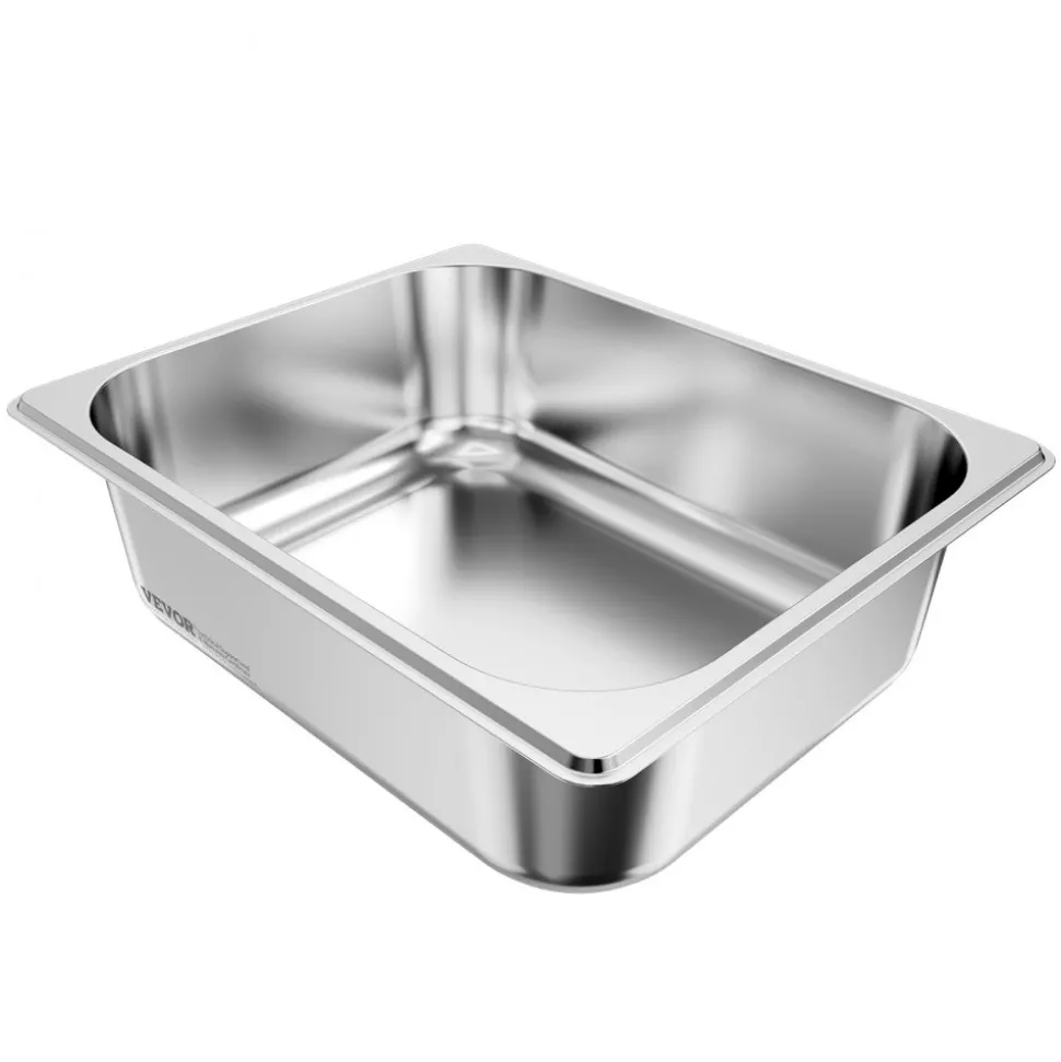 VEVOR 6 Pack Stainless Steam Hotel Pans, 1/2 Size Table Steam Pan, 4 Inch Deep Anti Jam Restaurant Supplies Reusable Rustproof Catering Storage for Home, Party, Restaurant, Hotel, Buffet