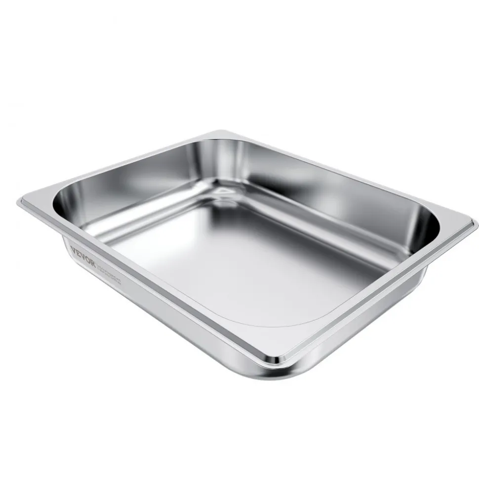 VEVOR 4 Pack Stainless Steam Hotel Pan, 1/2 Size Table Steam Pan, 2.5 Inch Deep Anti Jam Restaurant Supplies Reusable Rustproof Catering Storage for Home, Party, Restaurant, Hotel, Buffet