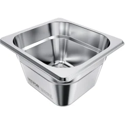 VEVOR 6 Pack Stainless Steam Hotel Pans, 1/6 Size Table Steam Pan, 4 Inch Deep, Anti Jam Restaurant Supplies Reusable Rustproof Catering Storage for Home, Party, Restaurant, Hotel, Buffet