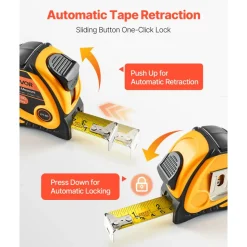 VEVOR 2 Packs Tape Measure 25 ft Length, Measuring Tape with Retractable, Imperial and Metric ft/m Dual-Scale & ABS Case & Easy Read Steel Measurement Tool,for Outdoor,Decoration