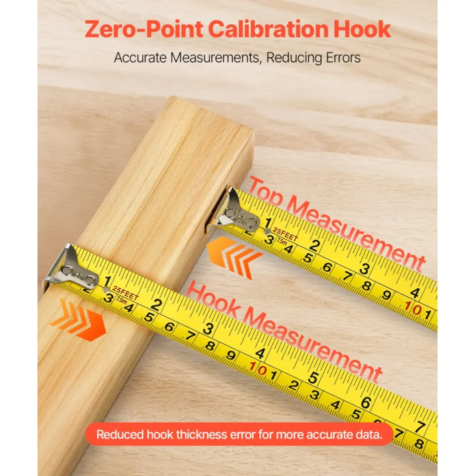 VEVOR 2 Packs Tape Measure 25 ft Length, Measuring Tape with Retractable, Imperial and Metric ft/m Dual-Scale & ABS Case & Easy Read Steel Measurement Tool,for Outdoor,Decoration