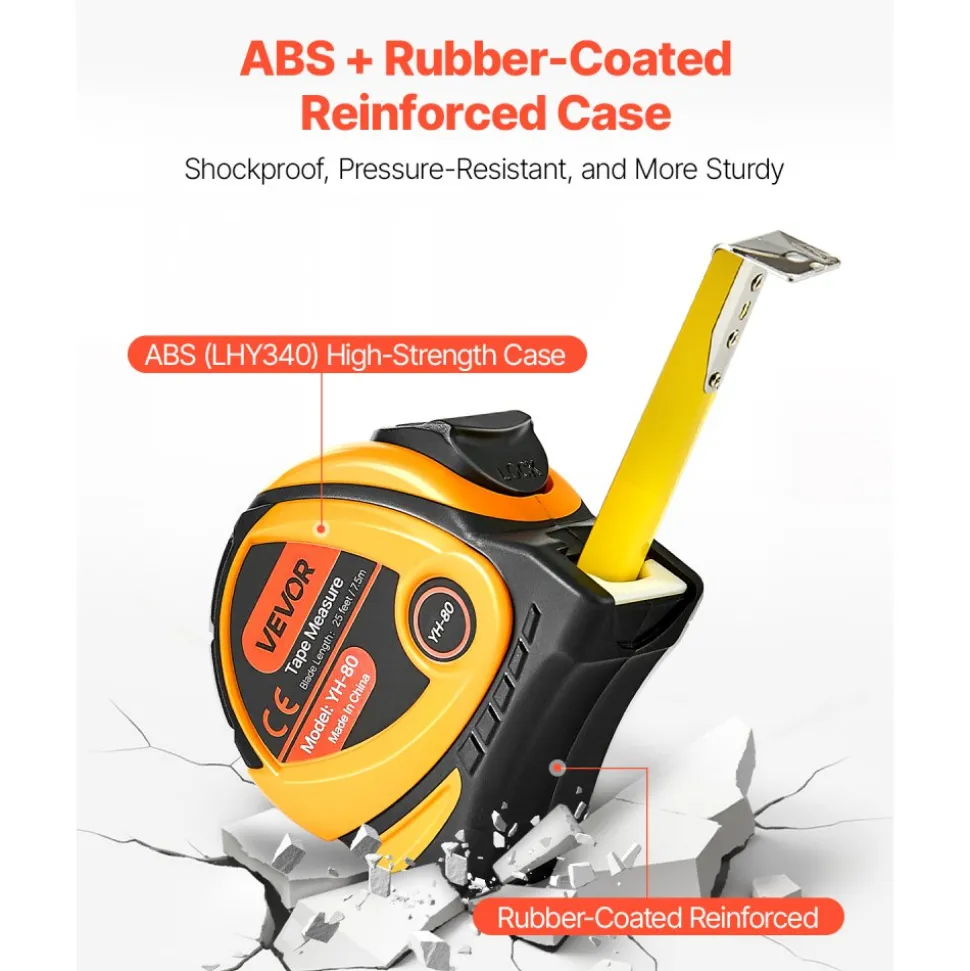 VEVOR 2 Packs Tape Measure 25 ft Length, Measuring Tape with Retractable, Imperial and Metric ft/m Dual-Scale & ABS Case & Easy Read Steel Measurement Tool,for Outdoor,Decoration