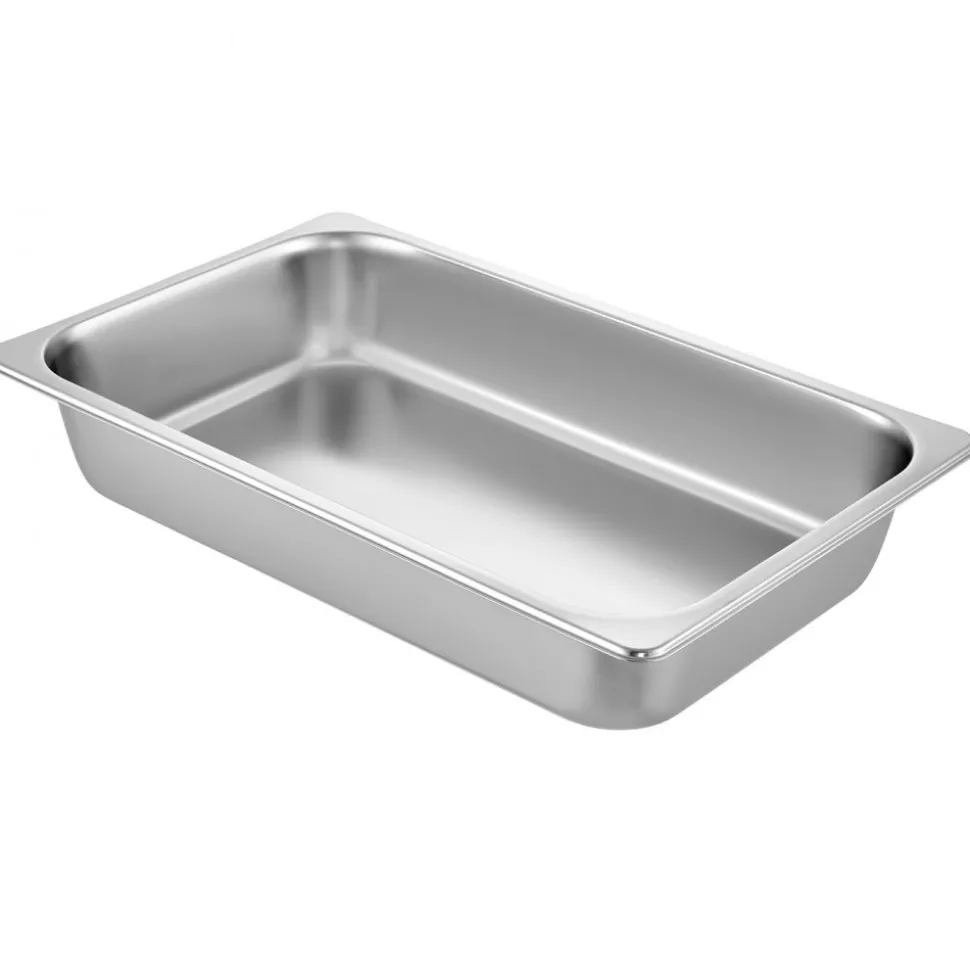 VEVOR 6 Pack Steam Table Pans 20.9 x 12.8 x 3.9 Inch Deep Steam Table Pan Full Size 13L Deep Food Container Stainless Steel Oven Tray Hotel Pans Anti-Jam Steam Table Food Pan