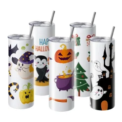 VEVOR 24 Pack Sublimation Tumblers 20oz Skinny Straight, Stainless Steel Sublimation Tumblers Blank, Stainless Steel Double Wall Tumbler for Heat Transfer Customized Gifts with Lid and Straw, Gift Box