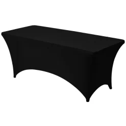 VEVOR 10 Pack Table Cloth for 6FT Rectangular Fitted Events, Wrinkle-Resistant Stretch Black Table Covers, Washable Spandex Tablecloth Protector, for Party, Wedding, Cocktail, Banquet, Festival