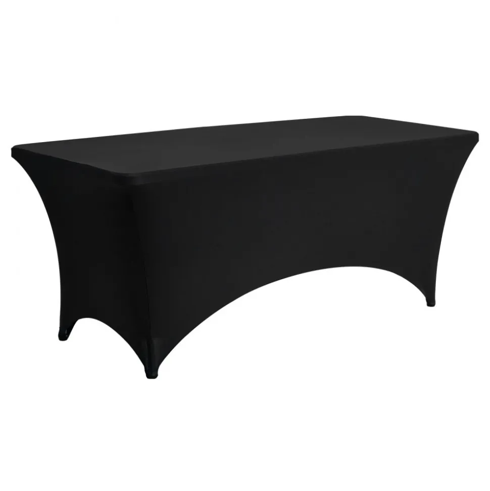 VEVOR 10 Pack Table Cloth for 6FT Rectangular Fitted Events, Wrinkle-Resistant Stretch Black Table Covers, Washable Spandex Tablecloth Protector, for Party, Wedding, Cocktail, Banquet, Festival