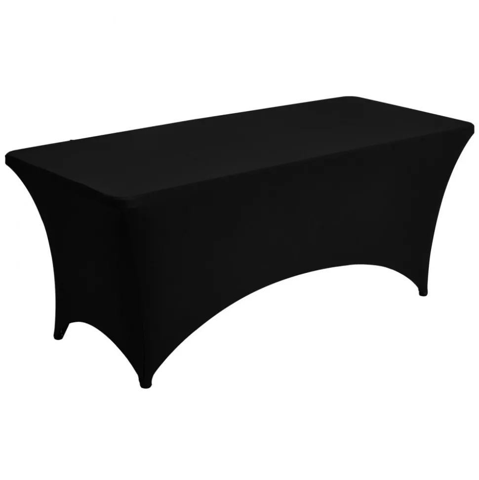 VEVOR 10 Pack Table Cloth for 6FT Rectangular Fitted Events, Wrinkle-Resistant Stretch Black Table Covers, Washable Spandex Tablecloth Protector, for Party, Wedding, Cocktail, Banquet, Festival