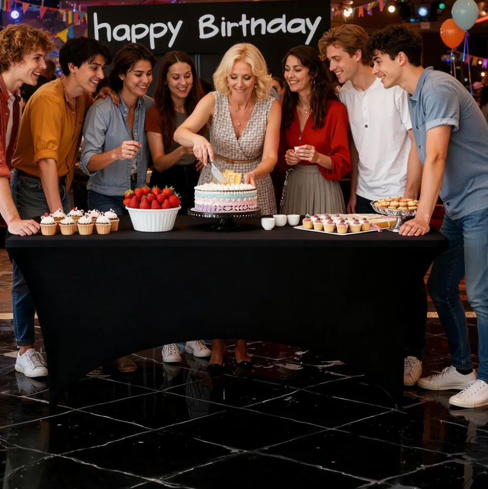 VEVOR 3 Pack Table Cloth for 6FT Rectangular Fitted Events, Wrinkle-Resistant Stretch Black Table Covers, Washable Spandex Tablecloth Protector, for Party, Wedding, Cocktail, Banquet, Festival