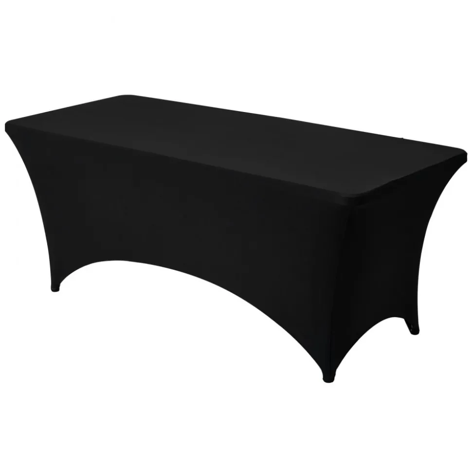 VEVOR 3 Pack Table Cloth for 6FT Rectangular Fitted Events, Wrinkle-Resistant Stretch Black Table Covers, Washable Spandex Tablecloth Protector, for Party, Wedding, Cocktail, Banquet, Festival