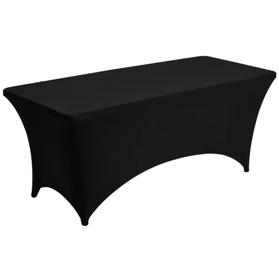 VEVOR 3 Pack Table Cloth for 6FT Rectangular Fitted Events, Wrinkle-Resistant Stretch Black Table Covers, Washable Spandex Tablecloth Protector, for Party, Wedding, Cocktail, Banquet, Festival