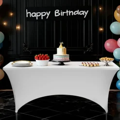 VEVOR 10 Pack Table Cloth for 6FT Rectangular Fitted Events, Wrinkle-Resistant Stretch White Table Covers, Washable Spandex Tablecloth Protector, for Party, Wedding, Cocktail, Banquet, Festival