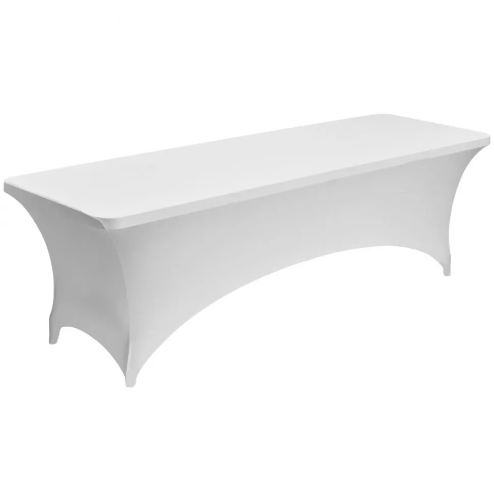 VEVOR 6 Pack Table Cloth for 8FT Rectangular Fitted Events, Wrinkle-Resistant Stretch White Table Covers, Washable Spandex Tablecloth Protector, for Party, Wedding, Cocktail, Banquet, Festival