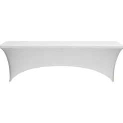 VEVOR 6 Pack Table Cloth for 8FT Rectangular Fitted Events, Wrinkle-Resistant Stretch White Table Covers, Washable Spandex Tablecloth Protector, for Party, Wedding, Cocktail, Banquet, Festival