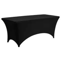 VEVOR 6 Pack Table Cloth for 6FT Rectangular Fitted Events, Wrinkle-Resistant Stretch Black Table Covers, Washable Spandex Tablecloth Protector, for Party, Wedding, Cocktail, Banquet, Festival