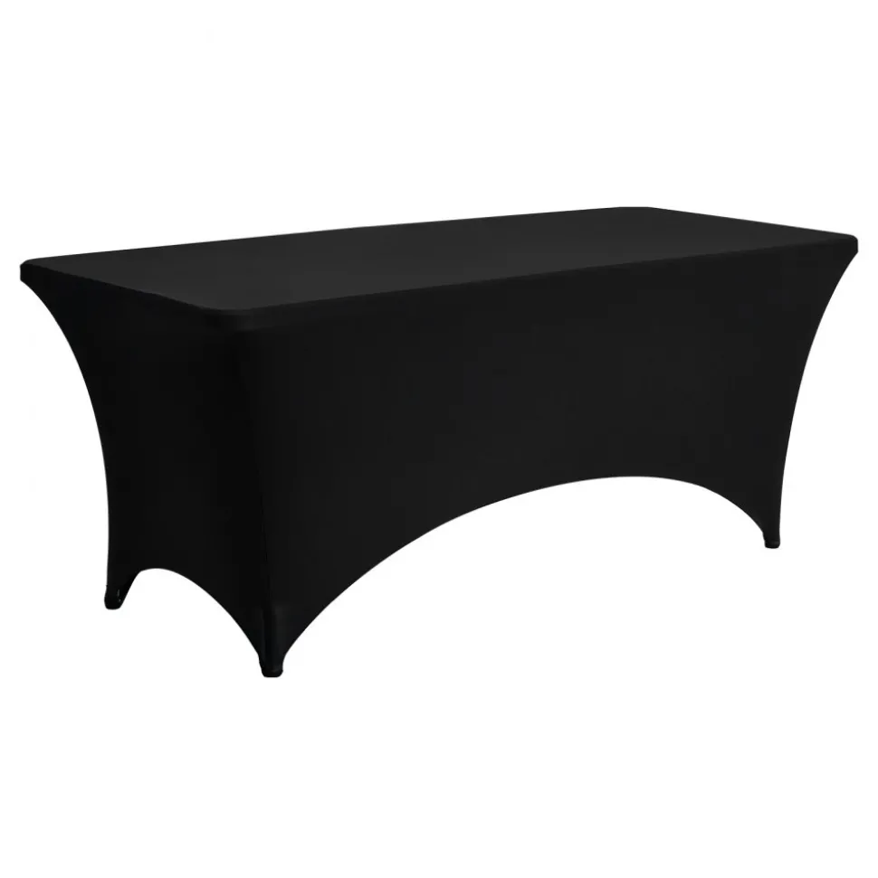 VEVOR 6 Pack Table Cloth for 6FT Rectangular Fitted Events, Wrinkle-Resistant Stretch Black Table Covers, Washable Spandex Tablecloth Protector, for Party, Wedding, Cocktail, Banquet, Festival