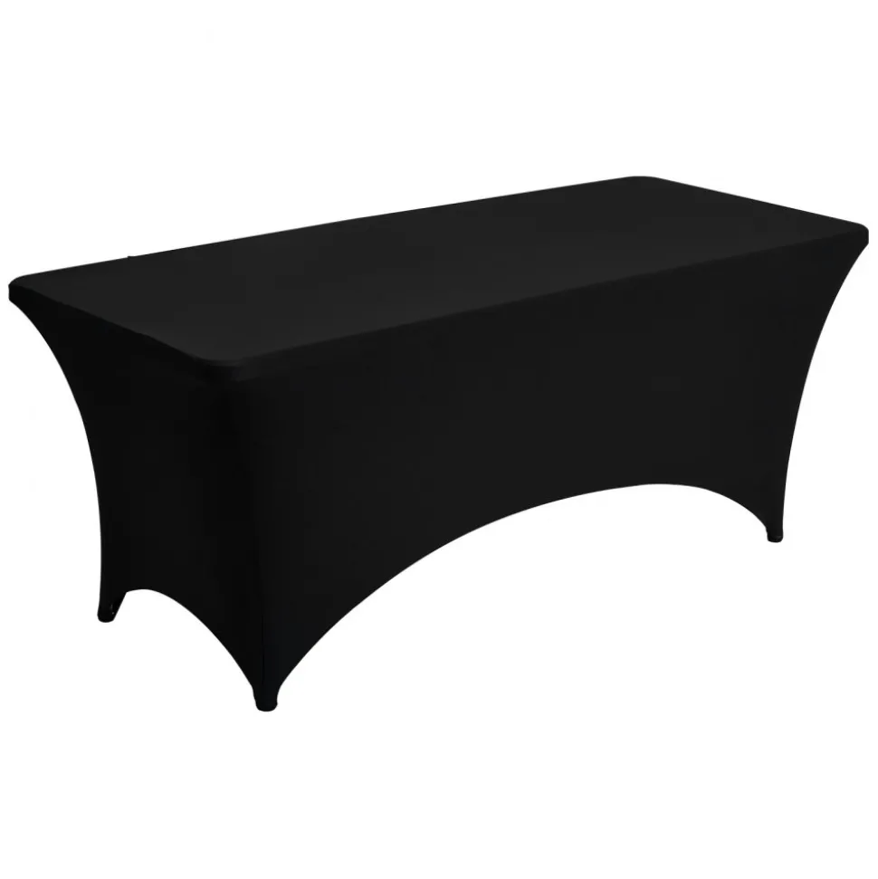 VEVOR 6 Pack Table Cloth for 6FT Rectangular Fitted Events, Wrinkle-Resistant Stretch Black Table Covers, Washable Spandex Tablecloth Protector, for Party, Wedding, Cocktail, Banquet, Festival
